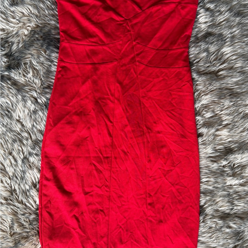 Mango Vibrant Red Strapless Dress